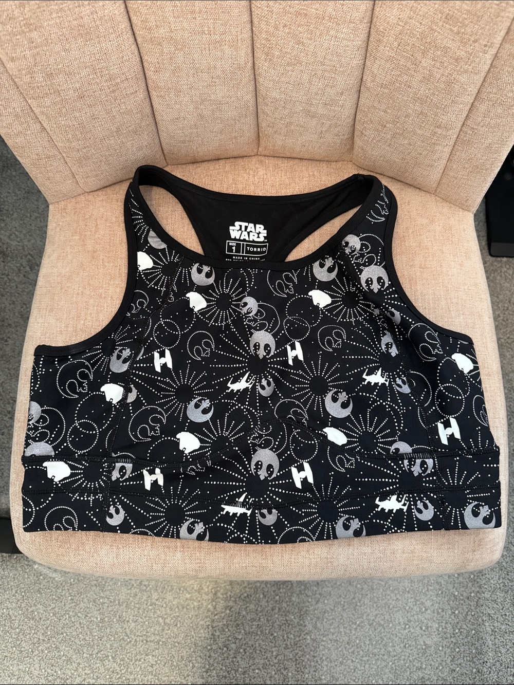 torrid Star Wars Black & White Graphic Racerback Sports Top